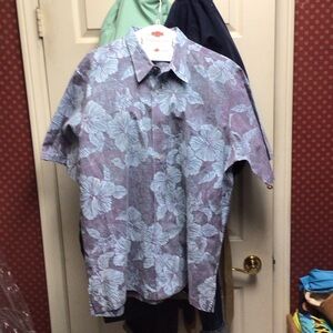 Reyn Spooner Blue and Gray Floral Shirt XXL see measurements